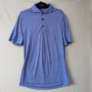 Lululemon Mens Evolution Short Sleeve Polo Shirt Blue Golf Performance Stretch